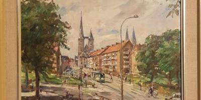 Breiter Weg, gesehen von Ecke Am Breiten Tor, Schwanebecker Straße, Walter Gemm signiert 1967