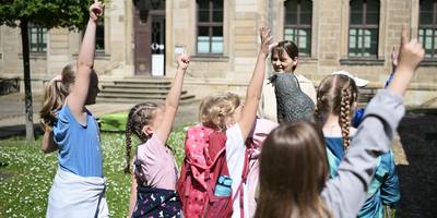 Die Kinder und die Volontärin Désirée Merkel hatten großen Spaß beim Lernen. ©Stadt Halberstadt